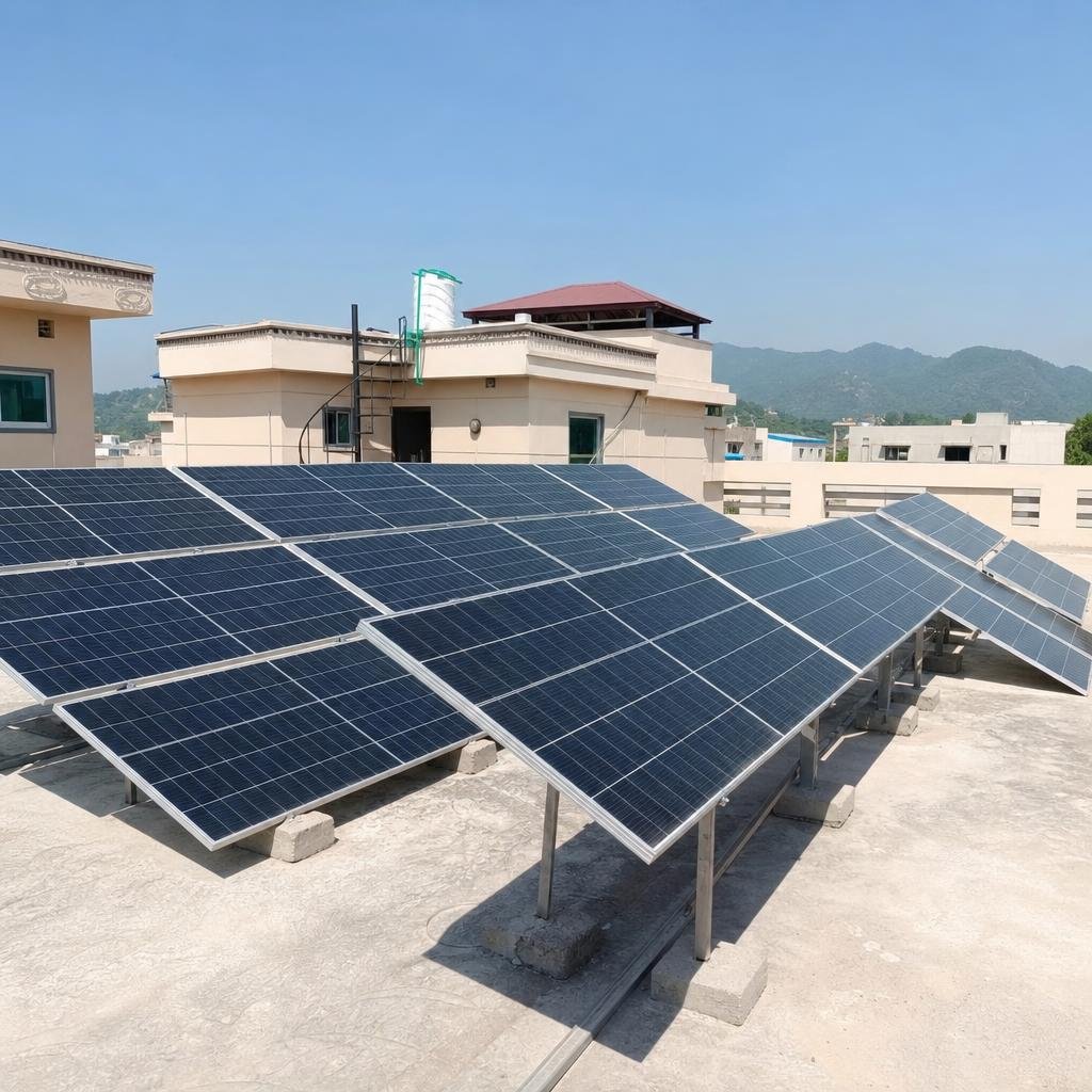 Solar panels on a residential rooftop